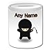 Produktbild Personalisiertes Geschenk – Ninja mit Nunchaku Spardose (Märchen Design Thema, weiß) – alle Nachricht/Name auf Ihre einzigartige – Nunchucks chainsticks