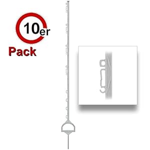 Göbel Weidezaunpfahl Kunststoffpfahl Mustang 115cm 6 Bandösen 4 Seilösen mit Stahlnagel 10 St.