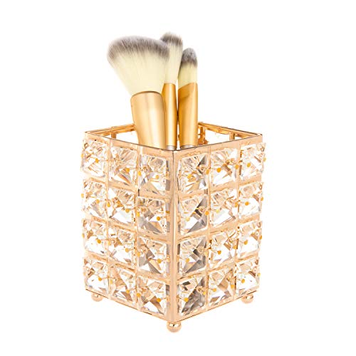 Feyarl Crystal Gold Porta pennelli Trucco pennelli Trucco organizzatore Penna portapenne Contenitore di stoccaggio Cosmetici Strumenti
