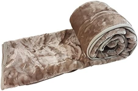 LUXURY SUPERSOFT LARGE TAUPE BEIGE FLEECE THROW BLANKET 150CM X 200CM - 1.3KILO