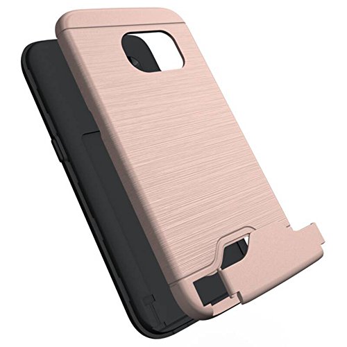 Galaxy S7 Hülle, Nakeey Slim Hybrid Dual Layer Bumper Schutzhülle [Card Slot] Handyhülle Cover Ständer für Samsung Galaxy S7,Rose Gold - 3
