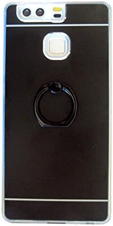 Colorfone Case Huawei P9 Lite Black With Ring TPU + Hard Back Case and Trasnparent and Flexible Edges Colourful Cover