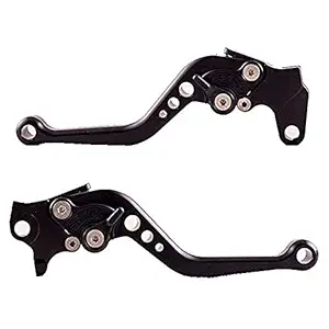 Meenu Arts Clutch and Brake Levers - 6 Positions Adjustable levers for Yamaha FZ-16 OLd Model, Black, Medium