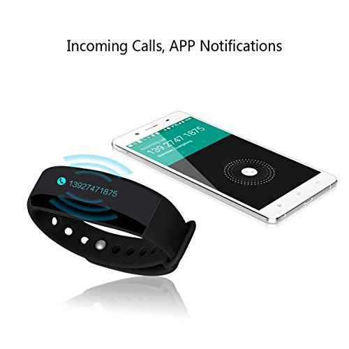 EIVOTOR Fitness Armband Fitness Tracker Smart Sport Watch Bluetooth 4.0 Smartband IP65 Wasserdicht Fitnessarmband unterstützt Pulsmesser,Schlafmonitor,Schrittzähler und Anrufer ID Benachrichtigung kompatibel mit Android Handy und IOS,iPhone für Sport,Fitness,Outdoor (Schwarz 2) - 4