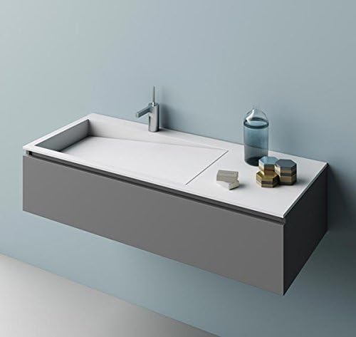Planit Plana Washbasins bathroom top with built-in bowl in Corian Glacier PLANA 1