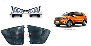 PALAUTOLIGHTS Hyundia Creta Type-1, 2015-2017, Fog Lamp Pair (L+R) Set of Two pcs with Black Cover.