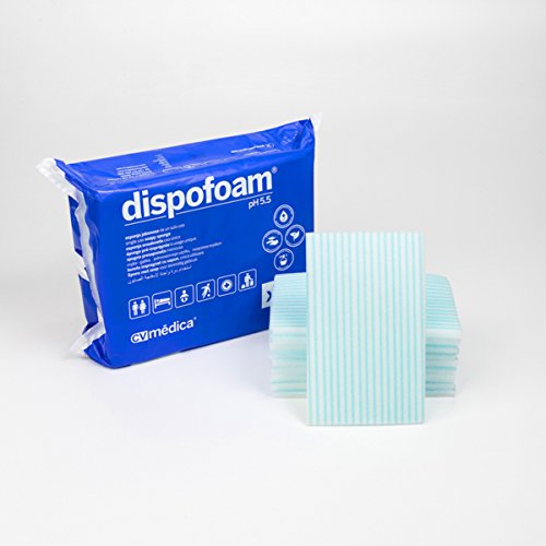 Dispofoam Esponja jabonosa desechable para pieles sensibles, 12x20x1 cm. Pack 20 uds.