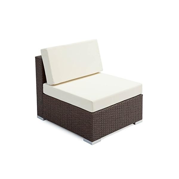 TecTake XXL Aluminium rattan garden furniture sofa set outdoor wicker incl. clamp (Brown Antique | No. 401814) - Image 6