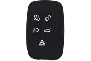BROVACS Silicone Cover Protector Case Holder Skin Jacket Compatible with LAND ROVER LR4 Range Rover 5 Button Smart Remote Key Fob CV4982 Black