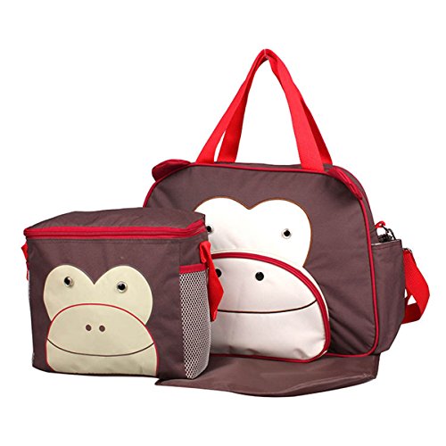 Moonwalk 3 in 1 Cartoon Animal Big Baby Diaper Mummy Nappy Tote Bag Cute Expectant Changing Bag Handbag Monkey