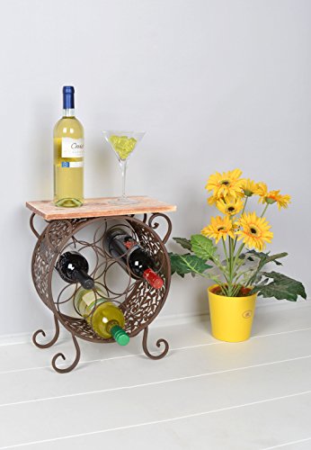 kleines Antik Eisen Weinregal + Holz Flaschenboard Shabby Vintage Look Schrank - 2