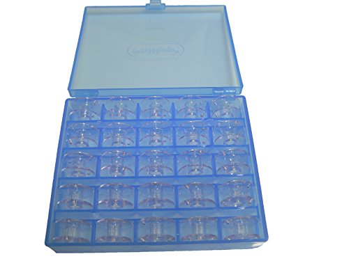 (blau)Spulenbox+25 hochw. Spulen 11,5 f. BROTHER, PFAFF, BERNINA, JUKI, SINGER, Janome (blau)
