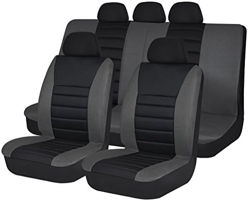 Car Seat Covers Set Thick Pad for Truck SUV Van Split Back Black Grey Color 11pcs