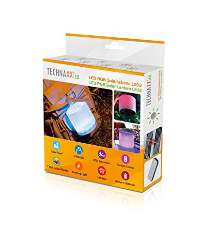 Technaxx LED RGB Solarlaterne LX03, aufblasbar & wassergeschützt, mit Solarpanel & verschiedenen Beleuchtungsmodi - 10