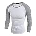 Produktbild Elecenty Herren Langarmshirt Einfach Sommerhemd Rundhals Sommerbluse Patchwork Pullover Bluse T-Shirt Männer Sweatshirts Streetwear Hemden Tops Hemd Blusen Pulli Blusentop (S, Weiß)