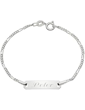 Schmuck-Pur Echt Silber Babyarmband ID-Schild-Armband 13 / 14 / 15cm mit Gravur