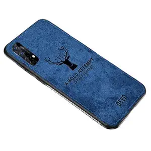 Navnika Deer Series Shockproof Hybrid Soft Fabric Back Case Cover for Redmi 9 Power with Camera Protection and Anti-Slip Grip Built-in for Redmi 9 Power (Light Blue)