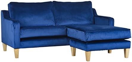 Luxury Velvet Chaise Group Sofa | Available in Five Colours Right &amp; Left Hand Facing with Free 14 Day Delivery (Royal Blue RHF)