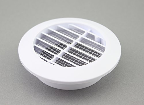 Lüftungsgitter Abschlussgitter rund Ø 90 mm weiß mit Insektennetz Gitter ABS Kunststoff witterungsbeständig Insektenschutz - 2