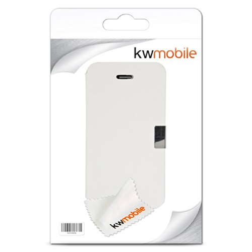 kwmobile Funda para Apple iPhone 4   4S - Carcasa con  Tapa Tipo Libro  para m  vil - Case Protector en  Blanco 