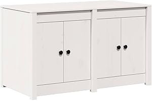 vidaXL Kitchen Cabinet White 106 x 55 x 64 cm Solid Pine wood, Modern Rectangular Kitchen Cabinet, Durable Pine Wood Storage Unit, Space Saving Organizational Solutions for Home Furniture