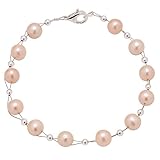 Ø6.5 mm Armband Armkette aus echten Perlen creme-rosa Hochzeit Brautschmuck Damen