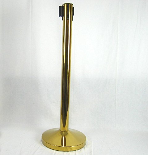 Preisvergleich Produktbild 1x Absperrpfosten Absperrständer Gold mit Gurt - Band Personenleitsystem Abgrenzungsständer