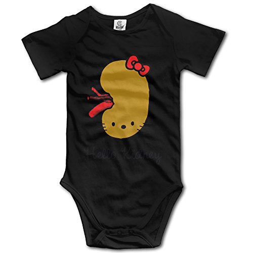Baby Infant Boy Girl Funny Hello Kidney One-Piece Short Sleeve Romper / Bodysuit / Onesie Black 6 M