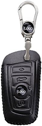 Handmade Leather Car Key Case/Chain for Woman and Man Leather for BMW 5/3/1/X series (525li3, 320li7, X3, X4) (Black)