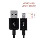 Produktbild KRS - ST2 - Langer Stecker Stecker 9mm USB SYNC cable kabel Datenkabel Ladekabel Micro USB für Samsung S4 S5 S6 HTC One Touch /one Touch mini ca 90 cm schwarz