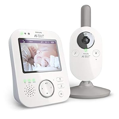 Philips Avent SCD843/01 Babyphone vidéo A-FHSS - écran LCD 3.5", Berceuses, Veilleuse, Alerte pleurs, Infrarouge