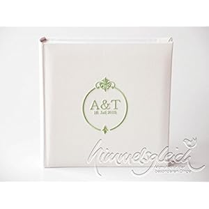 Fotoalbum creme mit Ornament grün