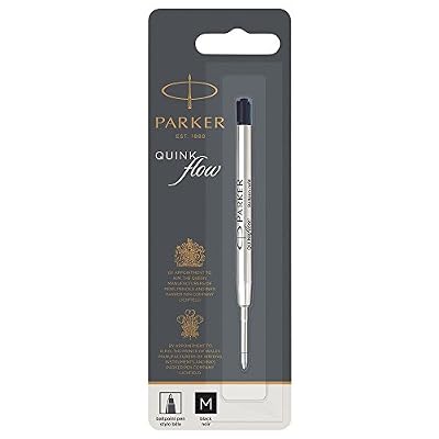 Parker Quink Recharge Encre Noire Stylo Bille Pointe Moyenne
