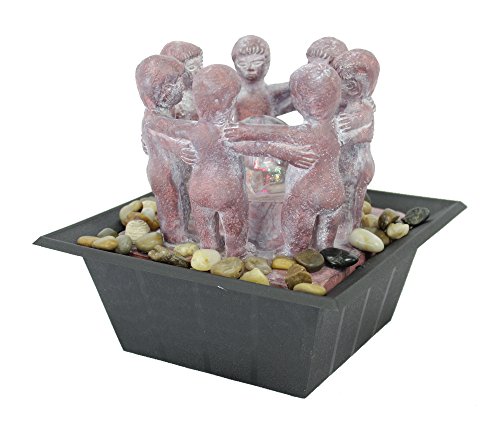 Zimmerbrunnen mit LED’s 18cm 7 Kinder rötlich grau - 5