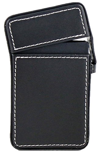 Preisvergleich Produktbild Hochwertiges in Handarbeit gefertigtes Luxus Zigarettenetui aus feinstem Top Grade Rindsleder mit Kontrastnähten (schwarz)
