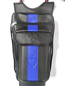 Al Ameen Bike Tank Cover for Hero Glamour/Black with Blue / 3 Separate Compartment / 9cm Big Compartment/Waterproof