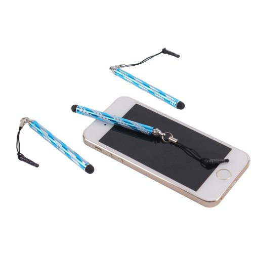 2-TECH 5er Set Tablet Pen Stift ausziehbar Universal Stylus in blau aus Aluminium passend für Smartphones und Tablets mit Touchscreen - 3