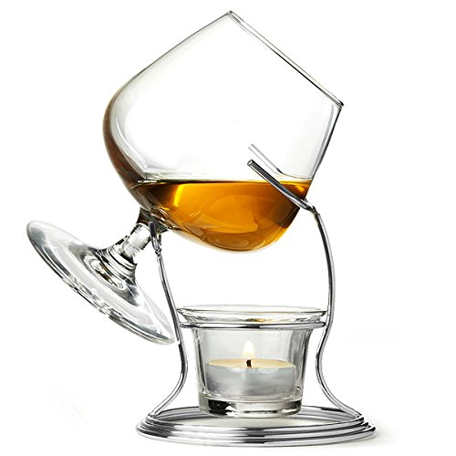 Deluxe-Cognac-Brandy-Wrmer-Set-inklusive-Brandy-Glas-Brandy-Wrm-Stnder-Teelicht-Teelichthalter-bardrinkstuff-Ballonglas-Schwenker-fr-Brandy-Cognac-Armagnac-oder-Calvados