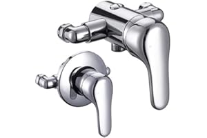 Buyaparcel Chrome Single Lever Shower Mixer Valve - 135-160mm Centres - Brass Body - Globe Valve - 2 Ports - Top/Bottom Outlet - Chrome Finish