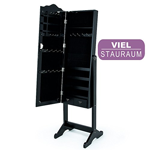 Deuba-Armoire--Bijoux-Moderne-avec-Miroir-et-tiroirs-Blanc-ou-Noir-Rangement-Accessoires