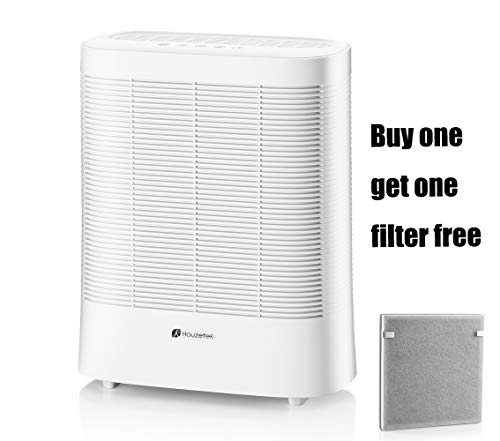 Houzetek Purificador Aire Silencioso (30dB) con Filtro HEPA, 3 Velocidades Ajustables y Lámpara UV Única, Purificación de hasta 170m³ para Hogar, Oficina