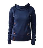 CeRui Sudadera Gruesa con Capucha de Collar de Embudo para Mujers Tamaño S Azul Oscuro