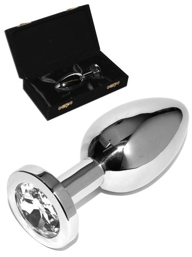 Preisvergleich Produktbild Rosebud Edelstahl Buttplug mit weißem Kristall - Large