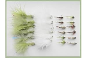 TROUTFLIESUK NYMPHS Winter Trout Fishing Flies, 24 Pack, Blue Flash, Cats, Tungsten & GH Nymph, Size 10