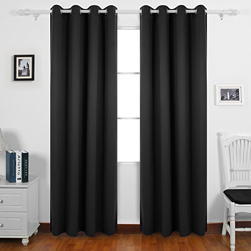 Deconovo Soft Solid Thermal Insulated Ring Top Blackout Blind Curtains for Kitchen, Including Two Matching Ties, 66