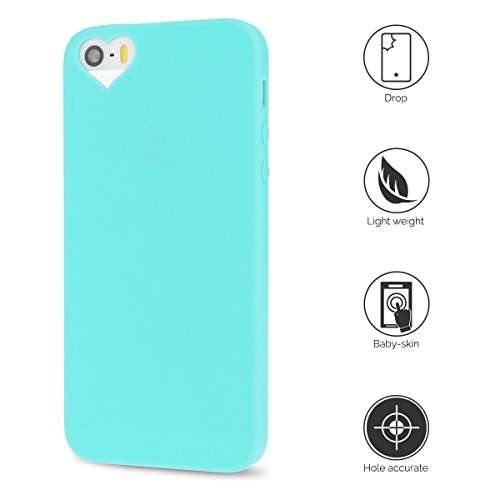 Funda iPhone 5S  Carcasa iPhone SE  Anfire Carcasa Ultra Delgado Mate TPU Silicona para Apple iPhone 5S   SE   5 Suave Flexible Goma Protectora Caso Caja Anti Rasgu  os Anti Choque Tapa Ligero Back Case Cover Color del Caramelo - Cielo azul