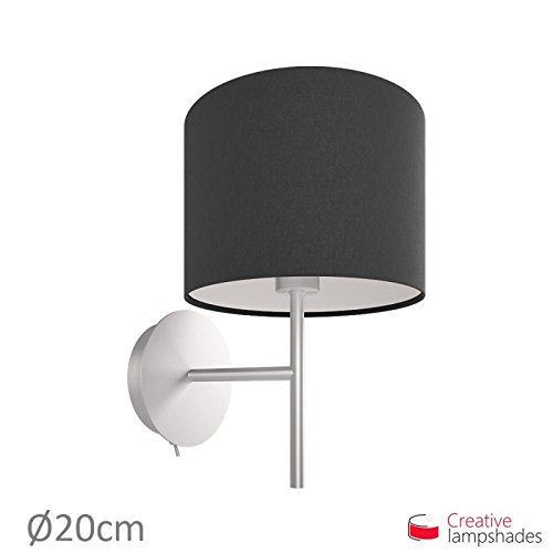 Lampenschirm Zylinder schwarz Leinwand – Durchmesser 35cm – H. 22cm, E27 Für Stand Pendelleuchten, Nein - 4