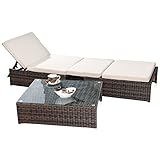 HOCHWERTIGE QUALITÄT - Das äußerst eng gewebte Polyrattan bietet dem gesamten Gartenset hohe Stabilität und wird durch ein Gerüst aus pulverbeschichtetem Stahlrohren perfekt unterstützt. Alle Elemente können individuell miteinander verbunden oder auch einzeln gestellt werden.