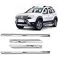 Empica Full Chrome Car Side Cladding Door Beading Protective Garnish Moulding Compatible with Renault Duster (Set of 4 Pcs, Silver)