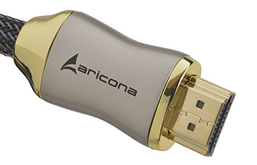 5 Meter High End & Highspeed HDMI Kabel 2.0/1.4a mit vergoldeten Steckern und einem Nylon/Alu Geflecht, blanken Kupferleitern (Unterstütz: Full-HD, 3D, Ultra-HD 4K, Ethernet, Audio Return) by aricona - 2